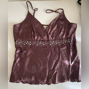 B. Moss Y2K Embroidered Cami Top Dark Brown Women’s Size L – Vintage Vibes